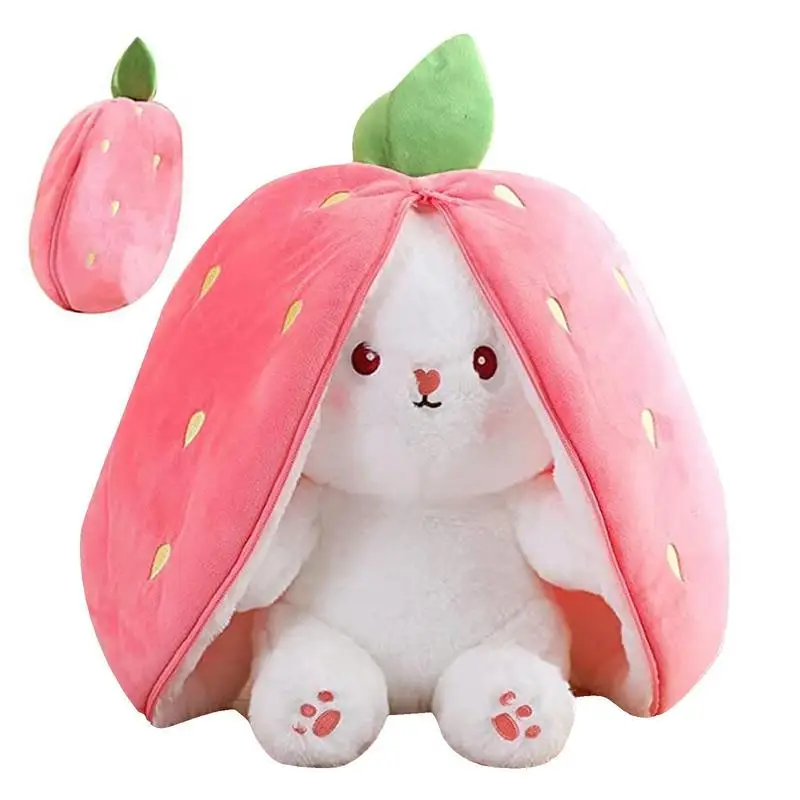Easter Strawberry Bunny Stuffed Animal Bunny Animal Easter Plush Stuffed Pouch Bunny Shape Reversible Pillow Rabbit Plushie Soft eastpak benchmark 7d1 soft navy pouch