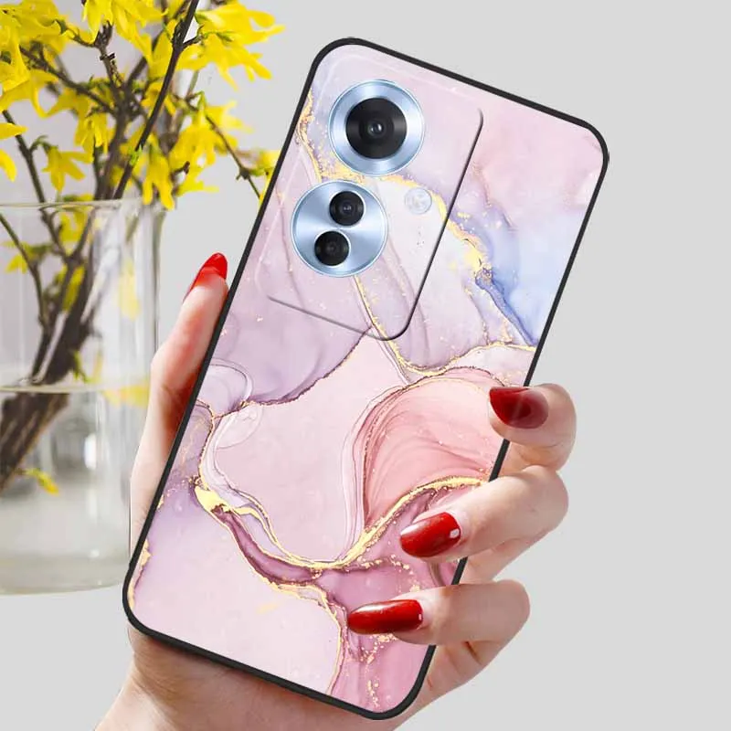 Black Marble Print Silicone Phone Cover - Fashionable Protective Shell and Soft TPU Case