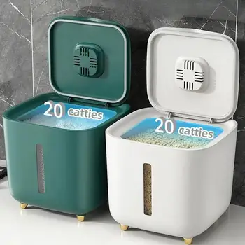 방습 곤충 방지 밥 상자, 곡물 밀폐 항아리 주방 용기, 양동이 보관, 애완 동물 개 사료 상자, 총알 뚜껑 포함, 5 kg, 10kg 상품 이미지