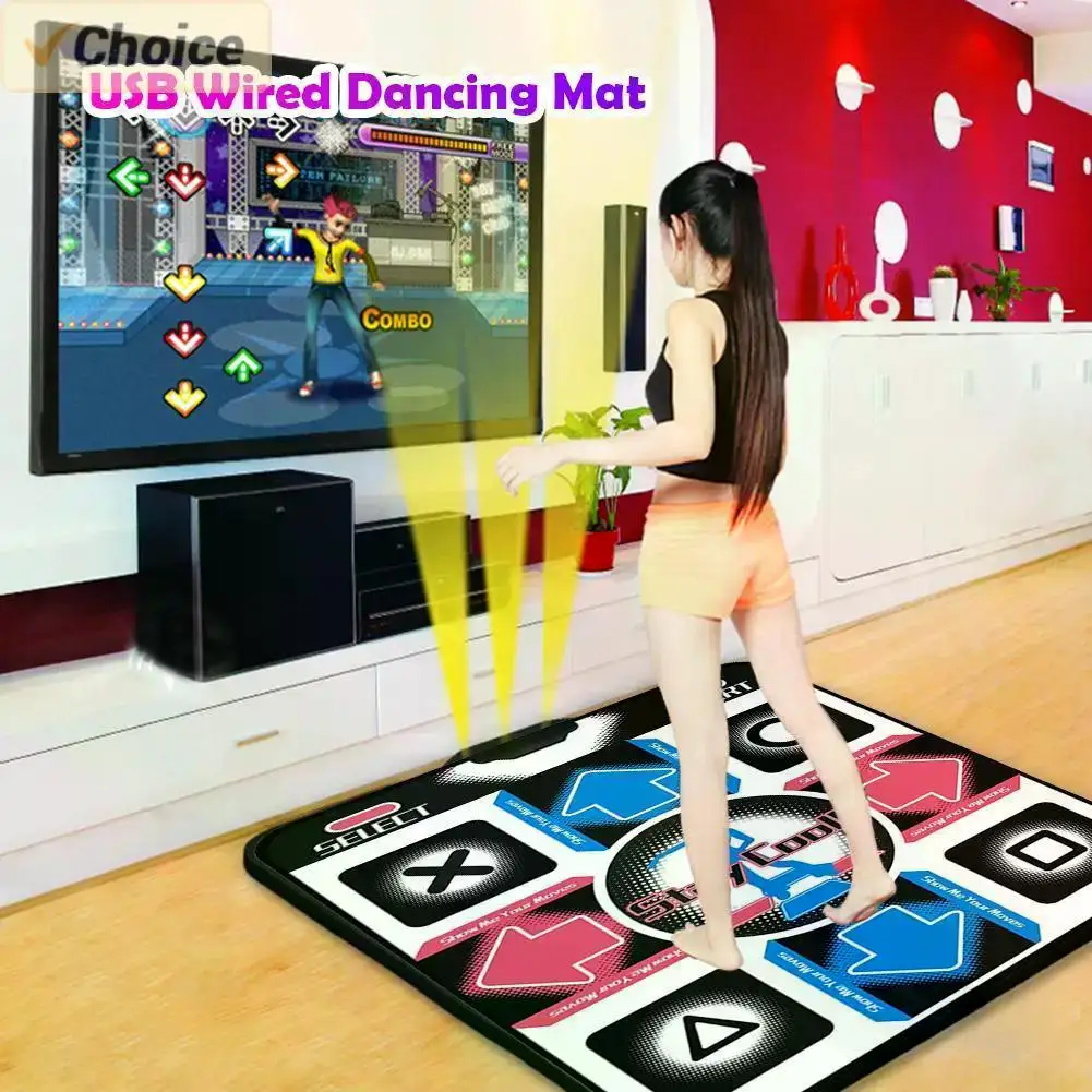 Dance Mats USB Wired Dance Mats Non-Slip Dancing Pad Foot Print Moves Step Arcade Game Fitness Dancer Blanket for PC Laptop Video Games