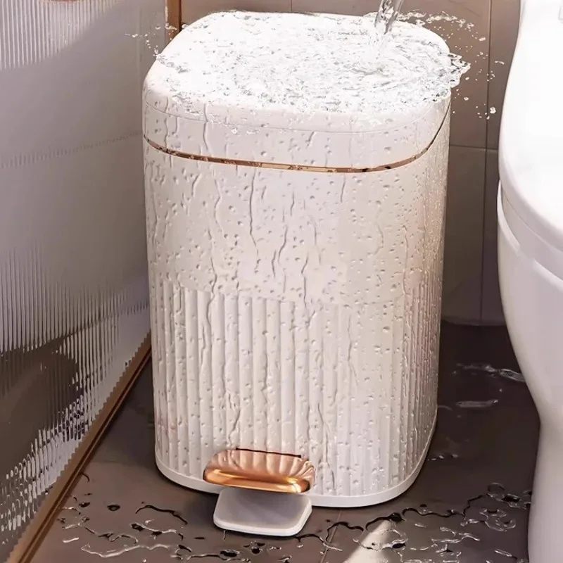 Elegant Lidded Foot-Pedal Trash Bin