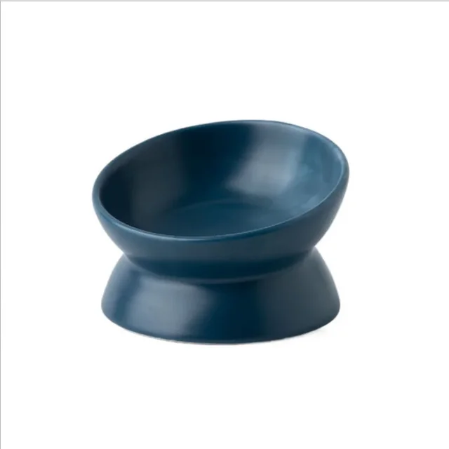 Elevated Cat Bowls Small Dog 15° Tilted Raised Food Feeding Dish Ceramics Stand Feeder for Cats and Puppy 6 Colors 6