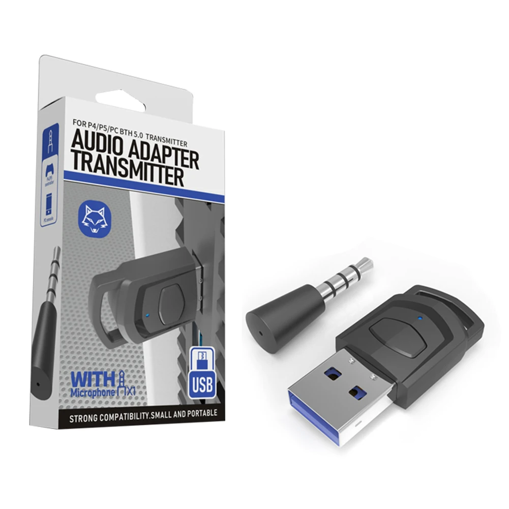 thumbnail image 1 of Adaptador de audio Bluetooth, adaptador de auriculares inalámbricos, receptor para consola de juegos PS5/PS4, auriculares para PC, adaptador USB Bluetooth 5.0 2 en 1, 1 of 5