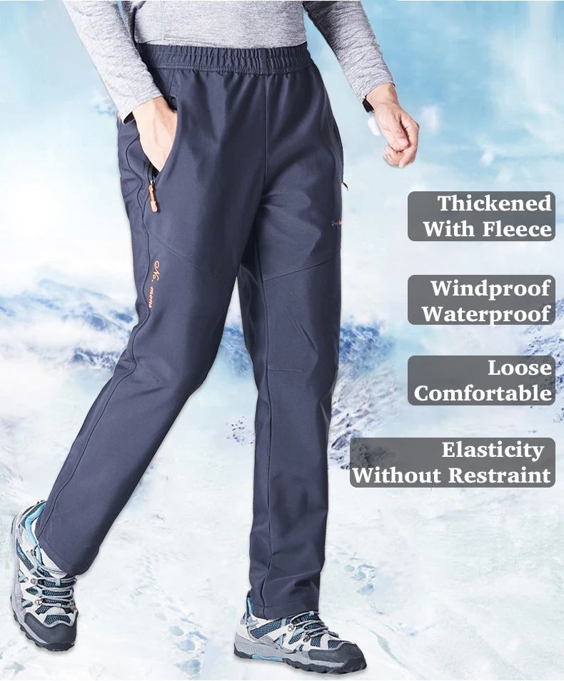 Description Picture 4 of itemLNGXO Winter Fleece Pants Men Women Outdoor Waterproof Windproof Warm Pants Hiking Climbing Skiing Mountain Trousers Elasticity