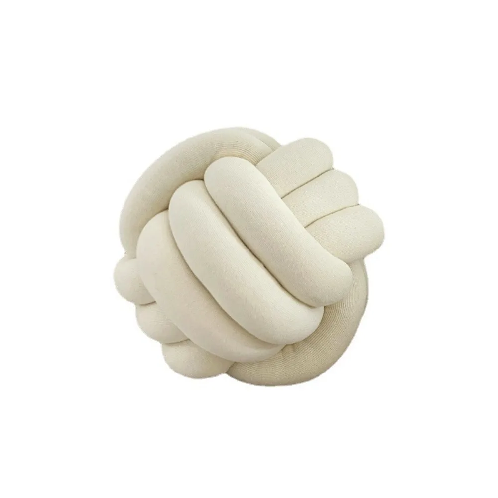 Nordic Knot Ball Pillow with Triple Rope Knotting Ball Pillow Hand Woven Knitted Wool Cushion Pads and Window Pads