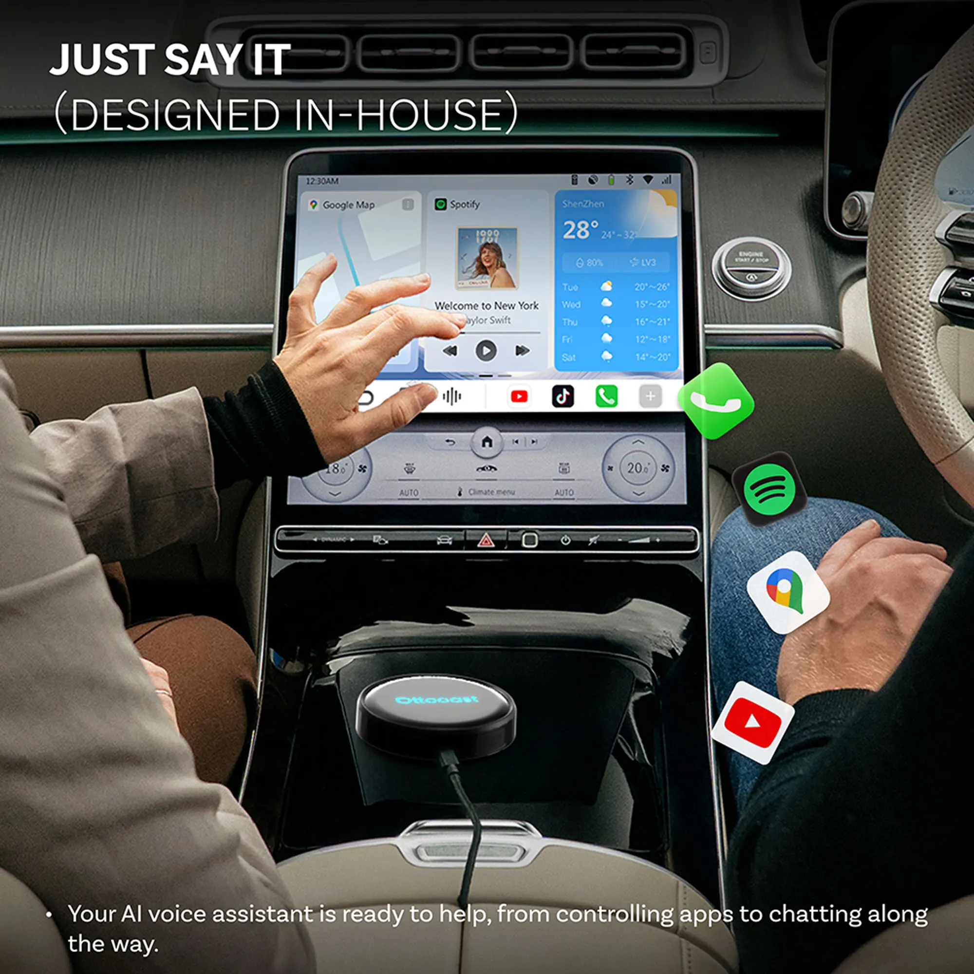 OTTOCAST P3 PRO AI Box Wireless CarPlay Android Auto AI Voice