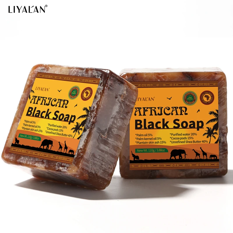 

110g Black Soap Facial Lightening African Soap For Black Skin Magic Anti Taches Face Bath Whitening Nourish Clean Acne Treatment