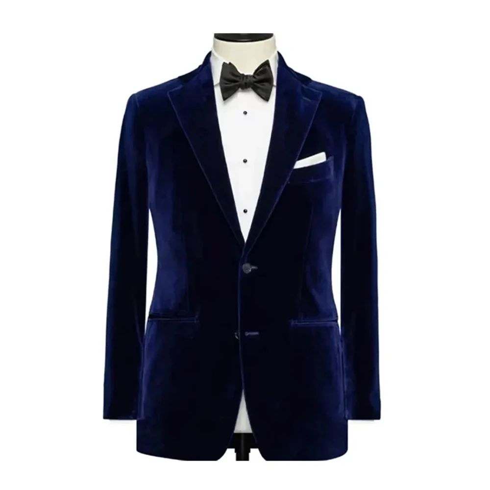 Luxury Navy Blue Smokin Jacket One Piece Single Breasted Male's Outerwear Formal Smart Wedding Banquet Business Gentleman Coat 2