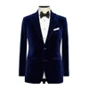 Luxury Navy Blue Smokin Jacket One Piece Single Breasted Male's Outerwear Formal Smart Wedding Banquet Business Gentleman Coat 2