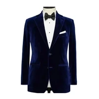 Luxury Navy Blue Smokin Jacket One Piece Single Breasted Male's Outerwear Formal Smart Wedding Banquet Business Gentleman Coat 2