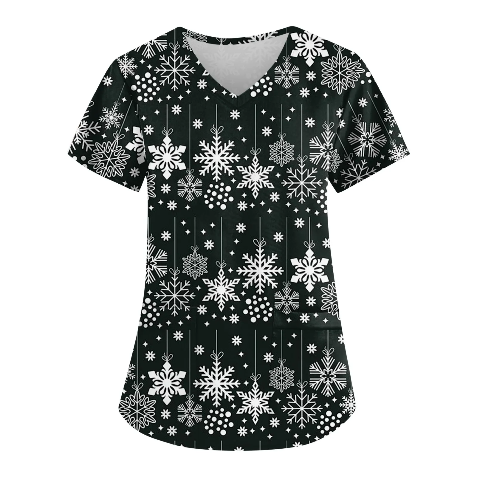 

Christmas Women's V-neck Fashion Casual Christmas Printing Top Protective Work Suit