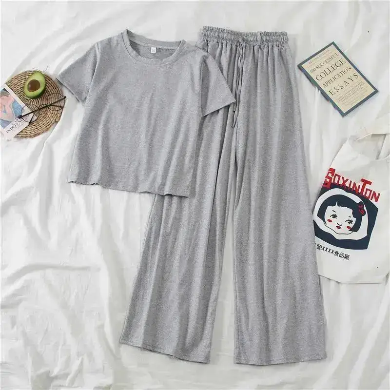 Women's 2-piece cotton pajamas loose fitting pajamas long sleeved casual home set women pajamas set women pajama suit cotton pajamas set