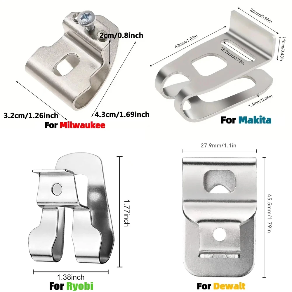1/5/10Pcs Belt Clip Hook with Screw for Makita/Dewalt/Milwaukee/Ryobi 18V 20V Impact Wrench Driver Drill Power Tools Accessories