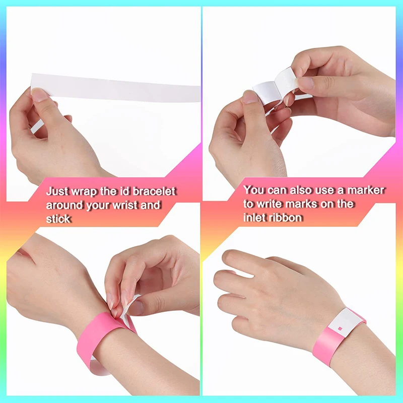 100pcs Party Paper Bracelet Synthetic Plastic Wristbands Sticky Wristband Print Pattern Card paper wristbands