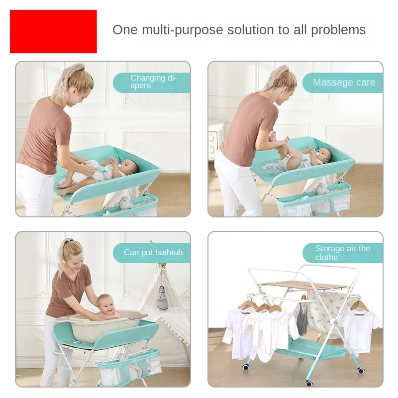 LazyChild Multifunctional Comfortable Baby Changing Table Massage Baby Care Table Newborn Changing Touch Foldable