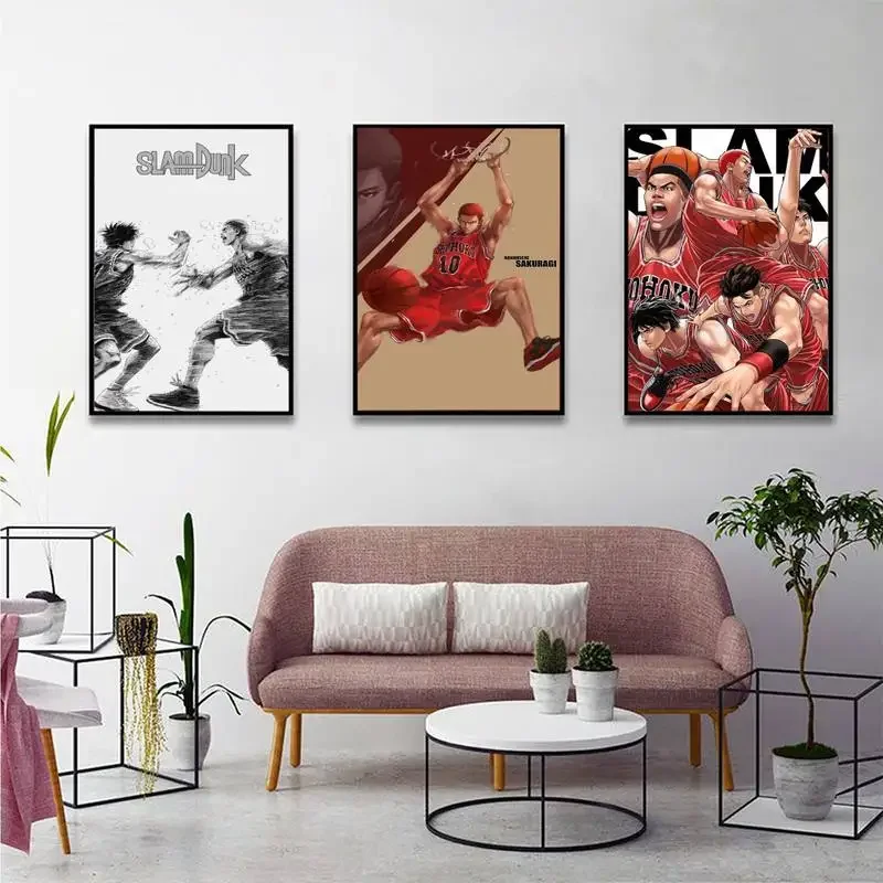 S-Slam Dunk Anime Poster Carta Kraft Vintage Poster Wall Art Painting Study Estetica Art Wall Painting