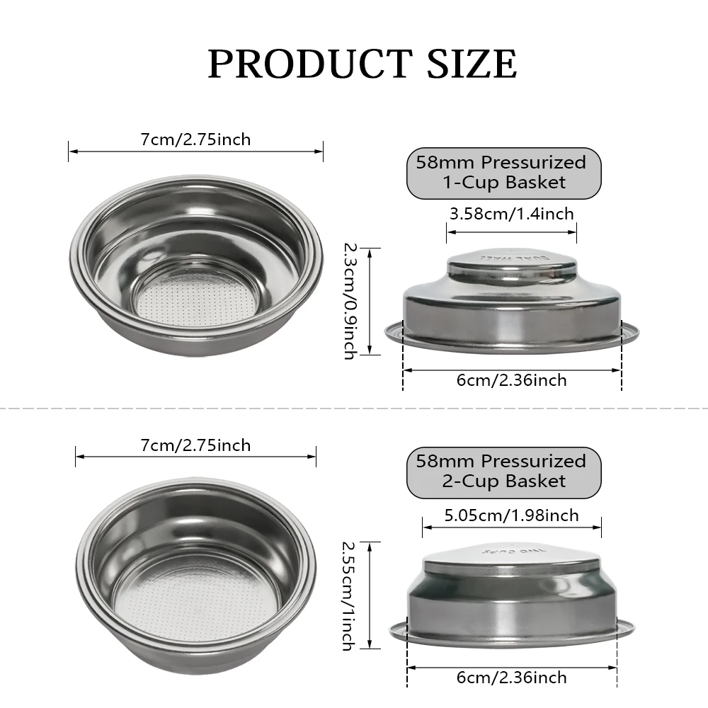 加圧ポルタフィルター フィルターバスケット 58mm 二重壁