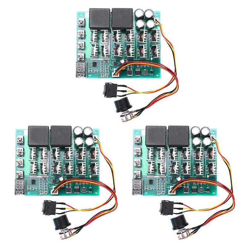 

Hot 3X DC 10-55V 12V 24V 36V 48V 55V 100A Motor Speed Controller PWM HHO RC Reverse Control Switch With LED Display