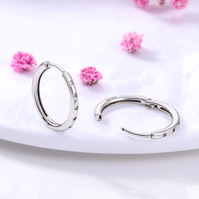 2022 Charm Double Hoop Earrings 925 Silver Sparkling Pave Stud Earring Gift For Women Engagement Jewelry Anniversary