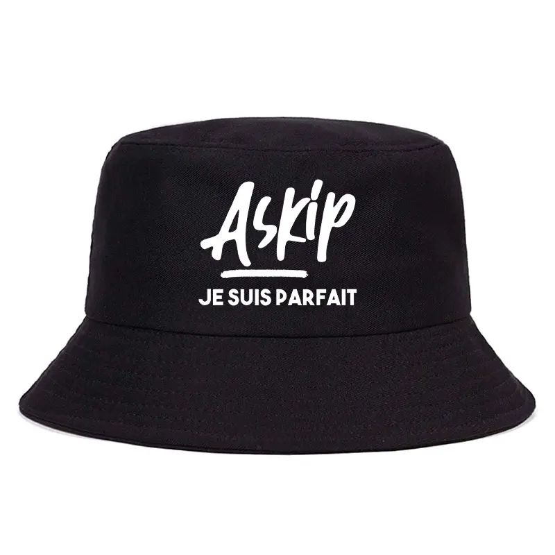 

ASKIP Je Suis Parfait Reversible Bucket Hat Adult Solid Color Cotton Fisherman Cap Unisex Winter Autumn Panama Hat Woman Man Hat