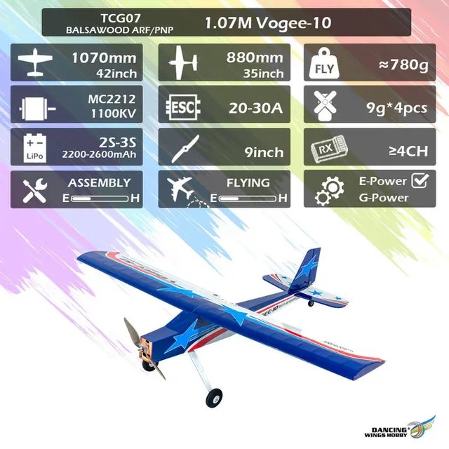 Dwhobby Electric Remote-Controlled Aircraft Rc Fixed-Wing Model Aircraft 1m Wingspan Light Wood Practice Aircraft Arf Small Toy 2