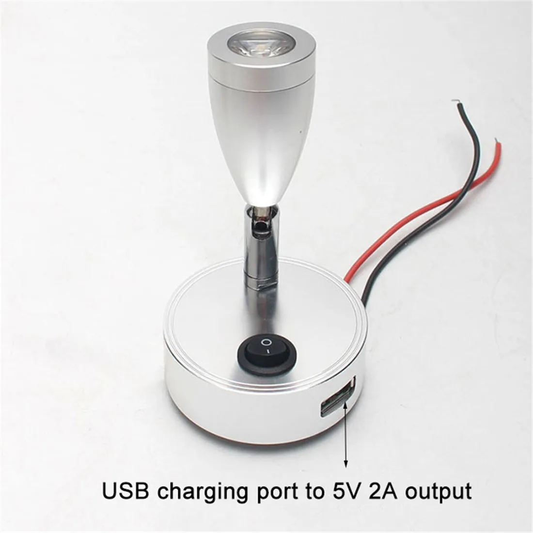 Reading Light LED 12V 24V 2W with USB Port 5V 2A Swith Spotlight led reading light for Boat Yacht Caravan Camper Trailer Dorm 3 color