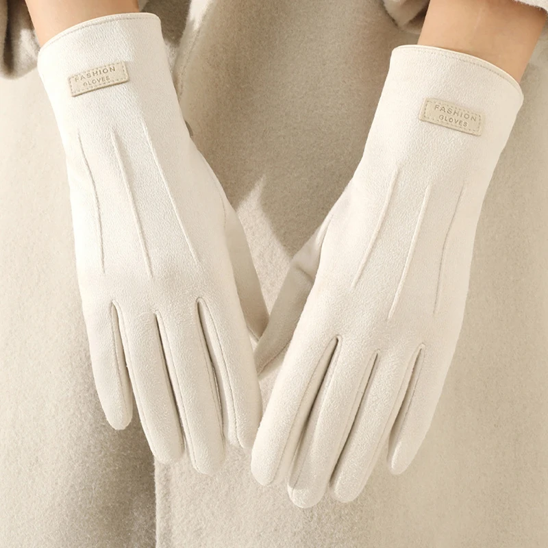 Herbst Winter Dünne Nicht Aufgebläht Wildleder Streifen frauen Handschuhe Warm Halten Touchscreen Elastizität Mode Elegante Outdoor Radfahren – Detail 8