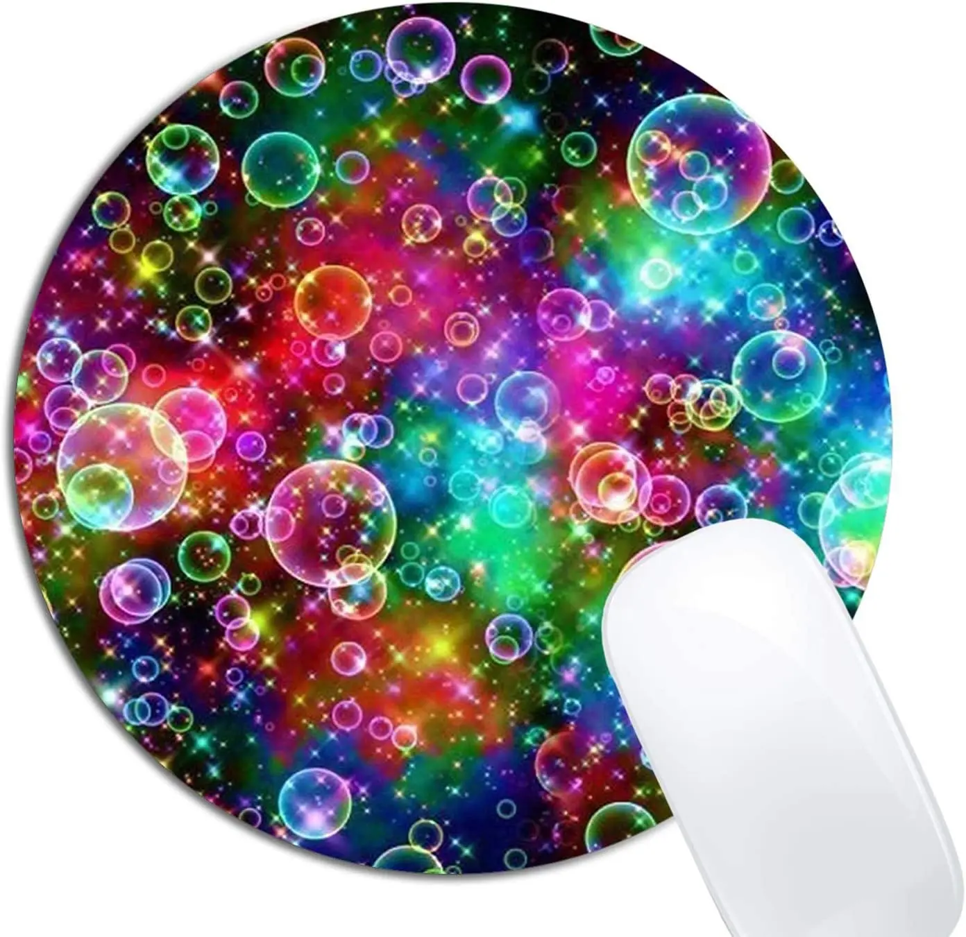 Colorful Bubbles Mouse Pad Round Non-Slip Rubber Mousepad Laptop Office Computer Decor Cute Desk Accessories Design Mouse Pad cute ghost purple extra large gaming mouse pad computer keyboard desk mat xxl large gamer mousepad laptop desk pad accessories