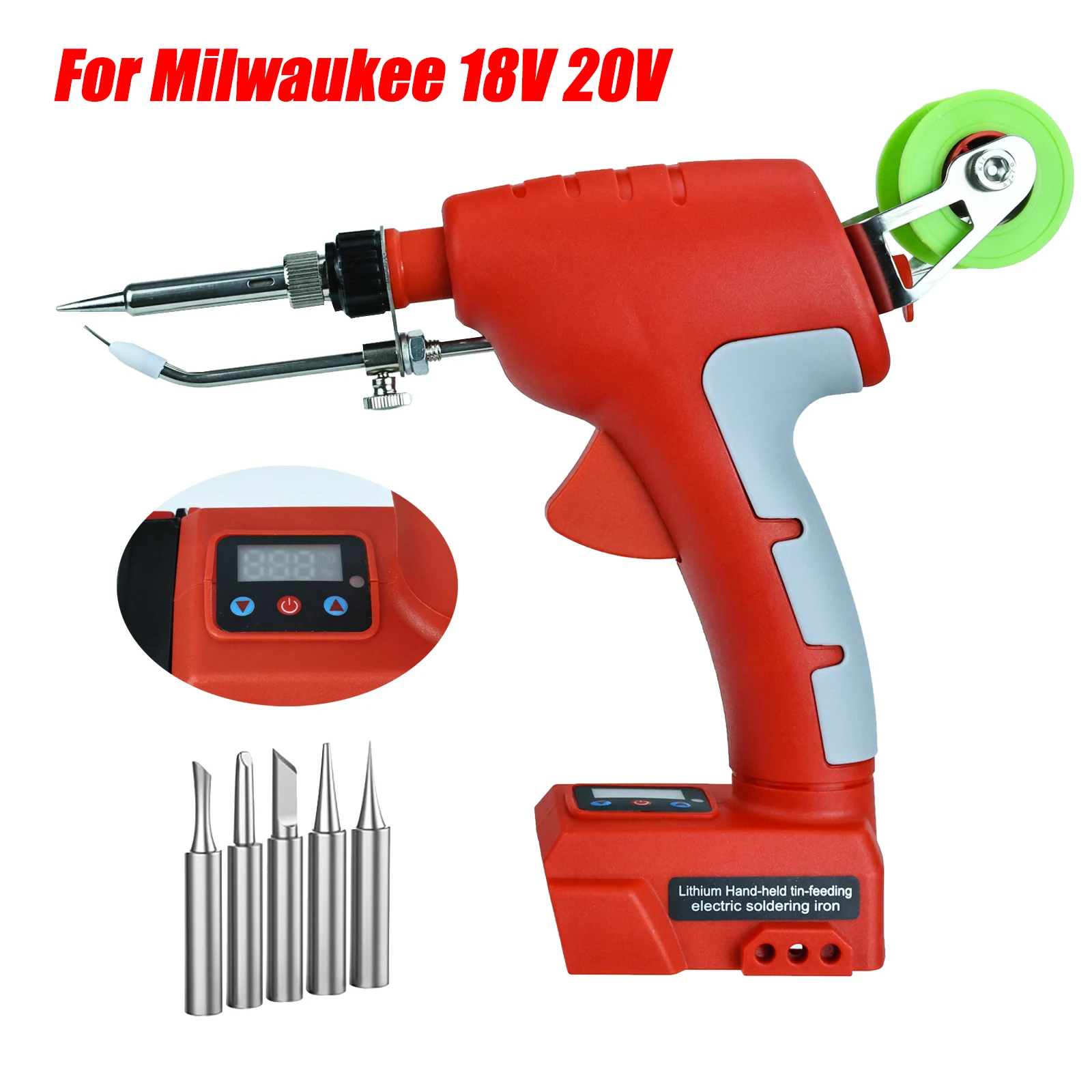 75W Cordless Solder Gun for Milwaukee 18V 20V Li-ion Battery Fast Welding Tool with Digital Display Electric Soldering Iron Kit