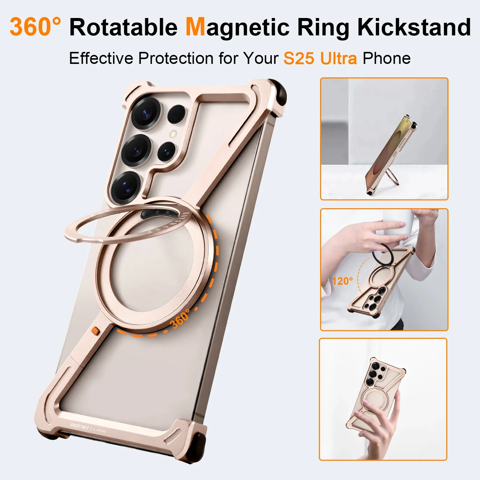 Oatsbasf Z-Shaped Magnetic Phone Case with Stand & 360° Rotate Magsafe Bumper