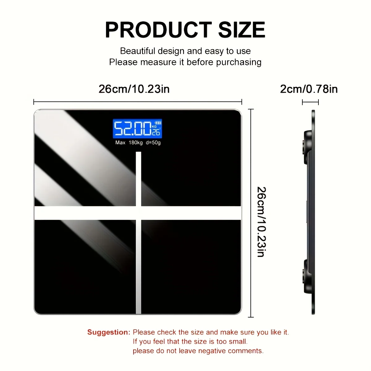 Enhanced Digital Scale with Large LCD and Easy-Clean Platform for Home, Gym, Office Use