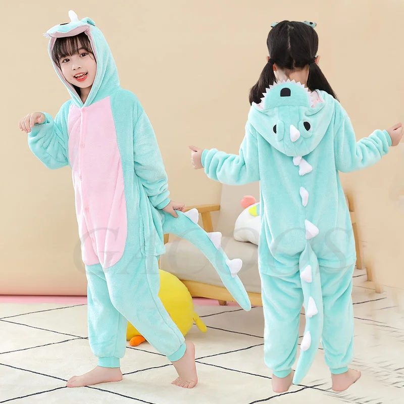 Baby Boys Dinosaur Pajamas Children Sleepwear Anime Cartoon Kigurumi Onesie Kids Jumpsuit One Piece Hooded Girls Unicorn Pyjamas