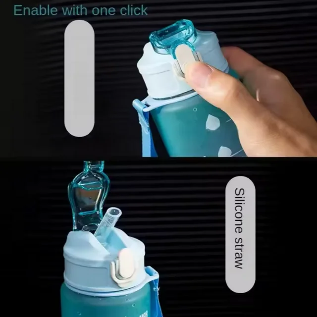 Sports Water Bottle with Time-Tracking Straw Leak Proof Locking Flip Cover for Easy Carry Ideal for Outdoor Adventures 6