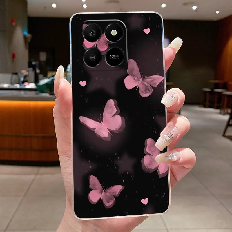 Luxury Butterfly Flower Clear Soft TPU Silicone Phone Case - Fashionable Transparent Cover