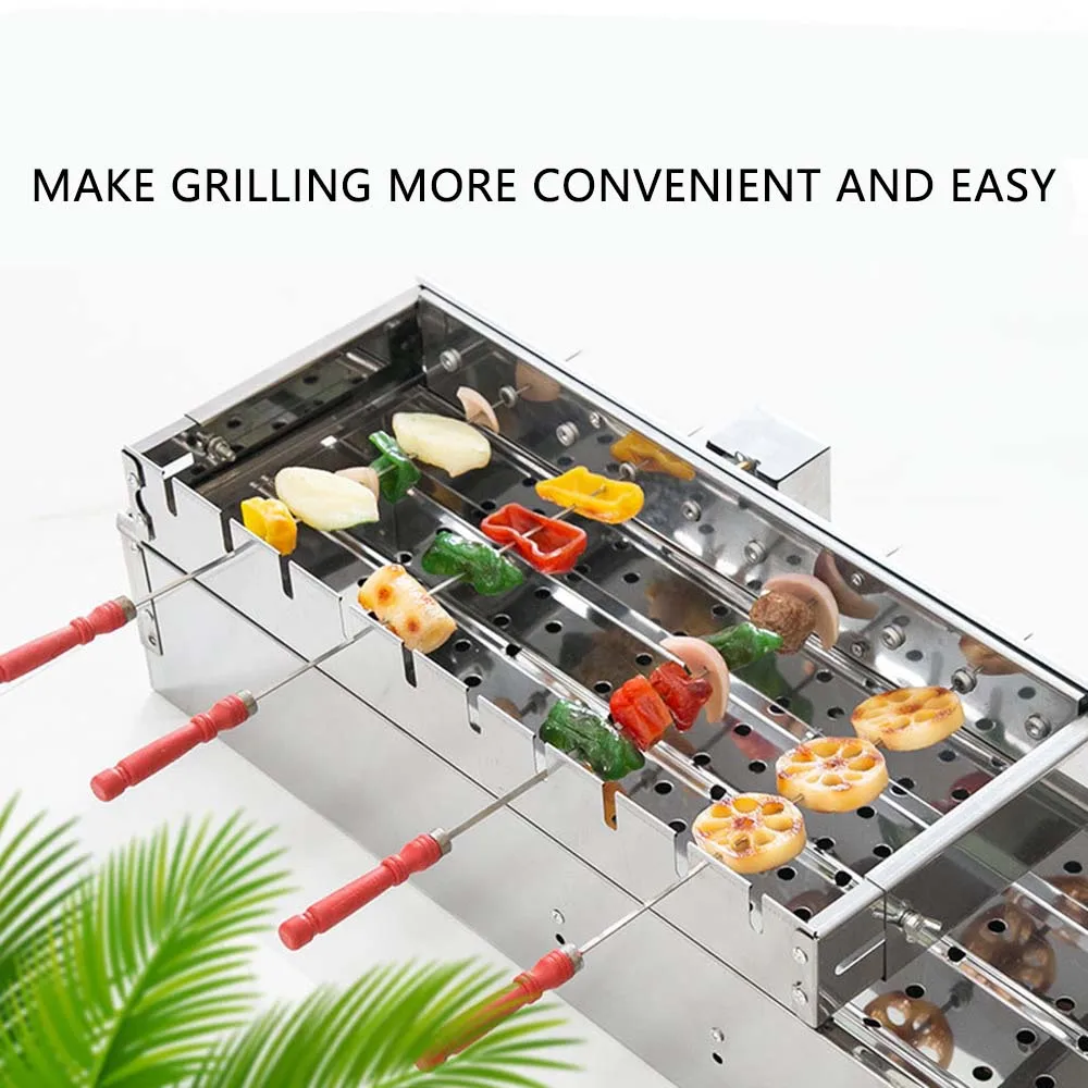 Commercial stainless steel full-automatic barbecue machine Automatic rotating Barbecue grill width adjustable