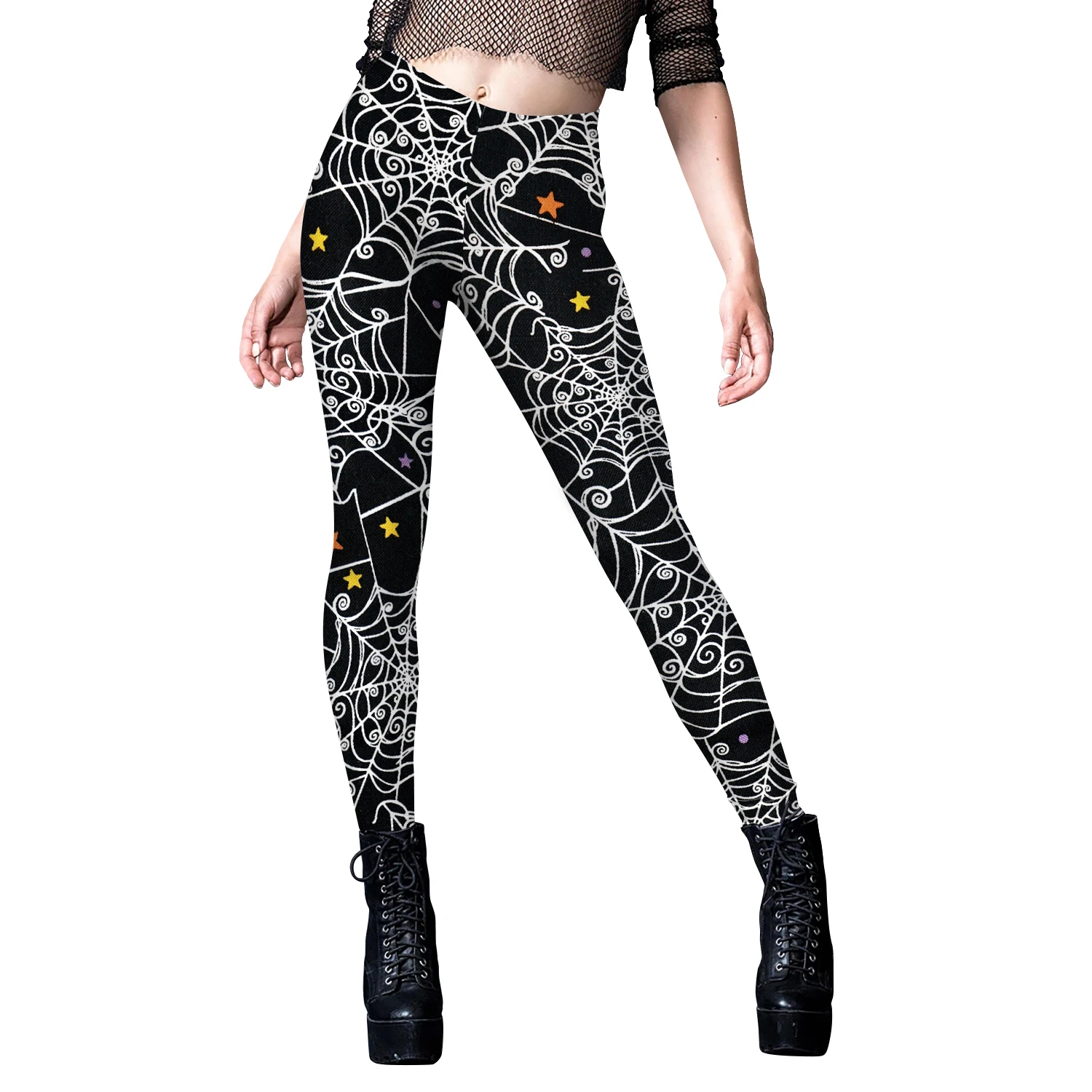 Nadanbao Halloween Skull Print Leggings Damen Gothic Punk Cosplay Hose Mittlere Taille Sexy Skinny Strumpfhosen Fitness Workout Hose – Detail 38