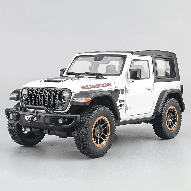 1:18 Jeep Wrangler Rubicon Off Road SUV Alloy Diecast Model Car Sound And Light Children's Toy Collectibles Birthday Gifts Kids