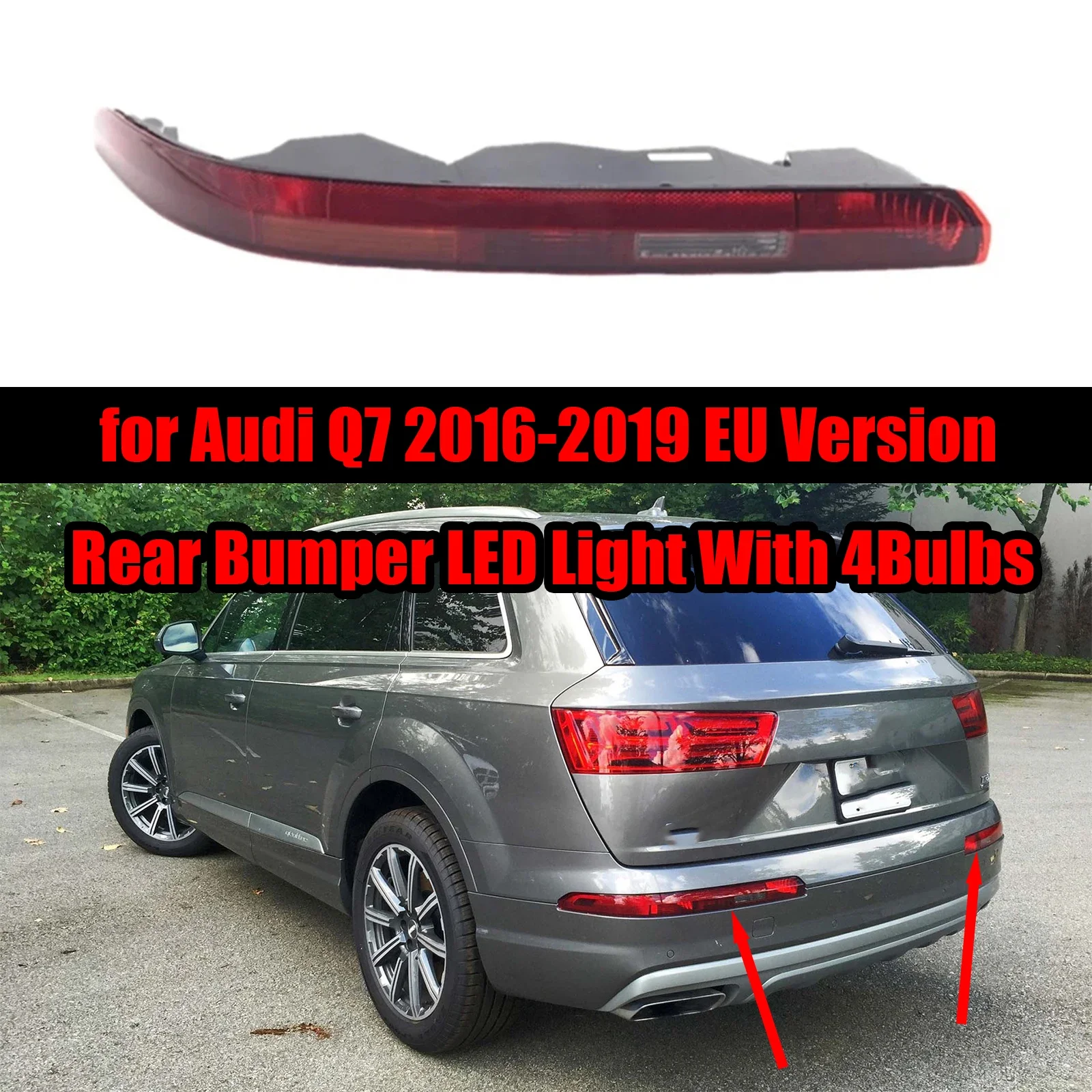 

For Audi Q7 2016-2019 EU Version 4 Bulbs Rear Bumper LED Tail Light Turn Signal Stop Brake Light