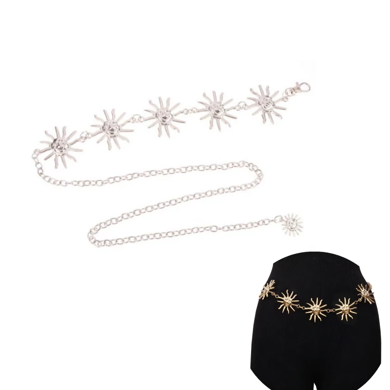 

Женский металлический пояс с высокой талией, готический пояс с цепочкой от солнца, свадебный аксессуар, 2019