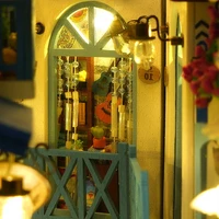 DIY Book Nook Kit Bookend Kit Wooden Doll House Bookshelf Insert Decor With Warm Light 3D Puzzle Assembly Building Model Gifts 3