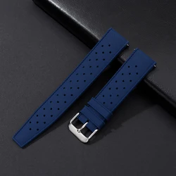 Breathable Waterproof Silicone Quick Release Watchband - 22mm (Dark blue)
