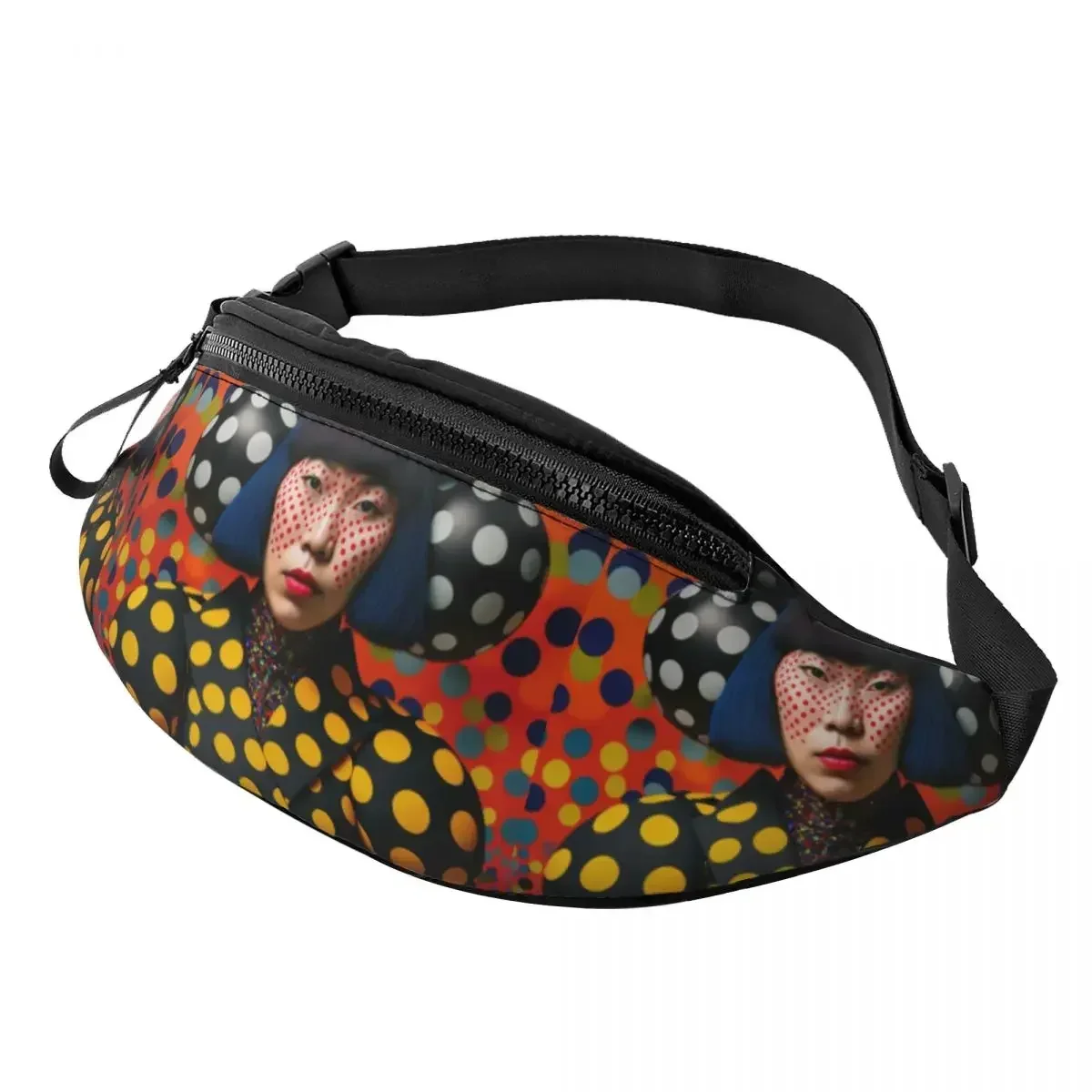 

Yayoi Kusama Abstract Art Fanny Pack Women Men Cool Polka Crossbody Waist Bag for Camping Biking Phone Money Pouch