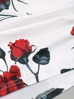 2024 spring and summer Europe and the United States new women's rose print pleated suspenders butterfly lace cross vest. - Image 4