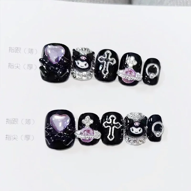 

1set Sanrio Nails Stickers Kuromi New Resin Cute Sweet Cool Hot Girl Diy Three-dimensional Detachable Manicure Kawaii Nail Gifts
