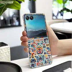 Vintage-Inspired Transparent Mountain Design Phone Case with Hard PC Back Cover for Moto Razr 2024 (Clear)