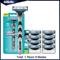 Premium Gillette Manual Shaver for Men - 3-Layer Blade System for Precision Shaving and Hair Removal (With 8 Blades)