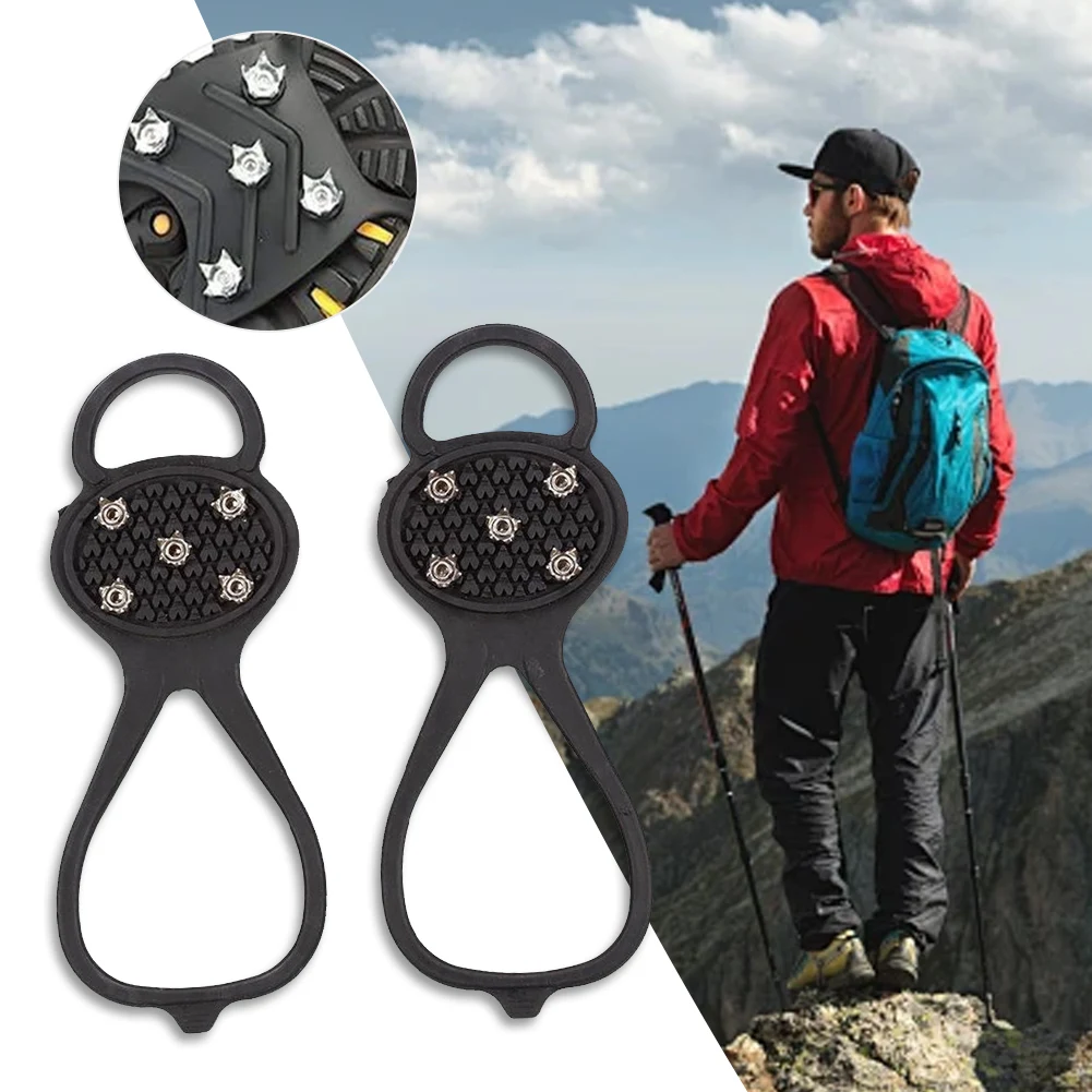 Ice Gripper Spike 5/8 Teeth for Shoes Winter Outdoor Anti-Slip Hiking Mountain Climbing Ice Snow Crampons Anti-slip Shoe Covers
