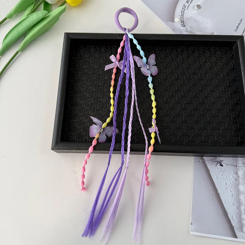 Charming Braided Wig Ponytail Headband with Rubber Hair Bands - Kids' Hair Accessory Ornament
