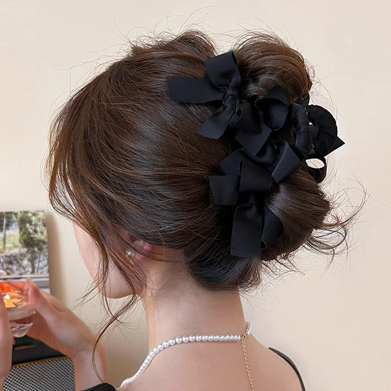 1 Stück koreanische elegante und niedliche Schleifenklammer, neuer High-End-Stil, großes Haarvolumen, Hai-Clip, Hinterkopf-Scheiben-Haarspange