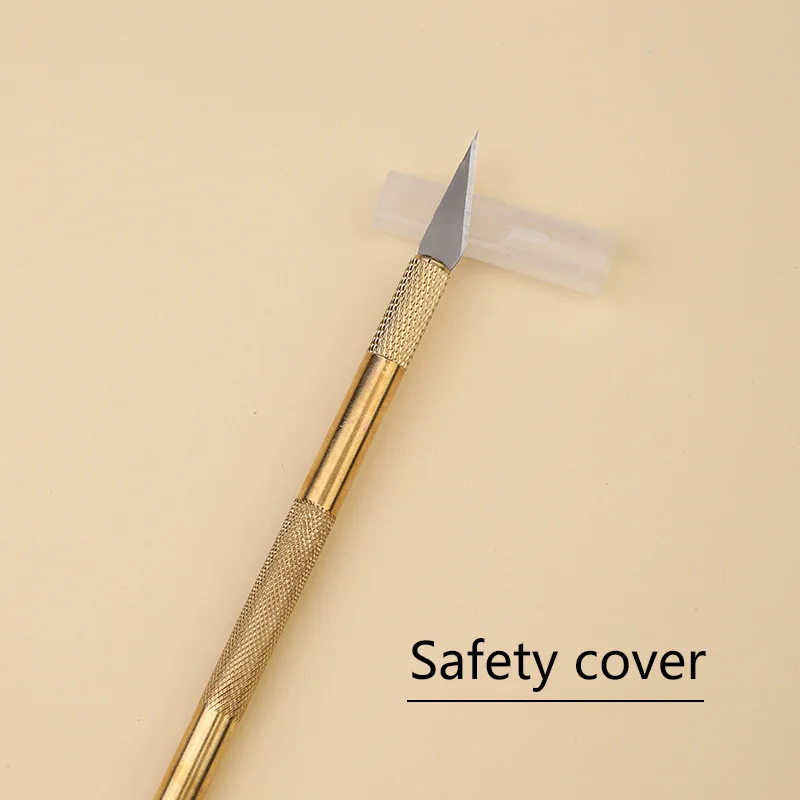 Brass Scalpel Knife Tools Kit Non-Slip Blades Engraving Knife Mobile Phone Film Paper Cut Handicraft Carving Tools